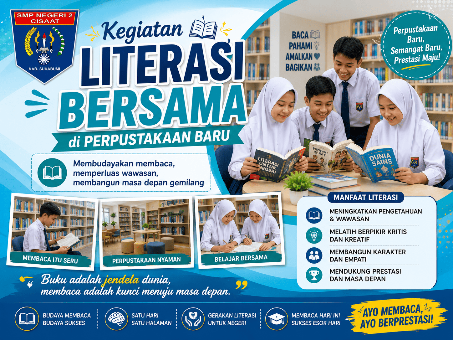 Kegiatan Literasi Bersama di Perpustakaan Baru